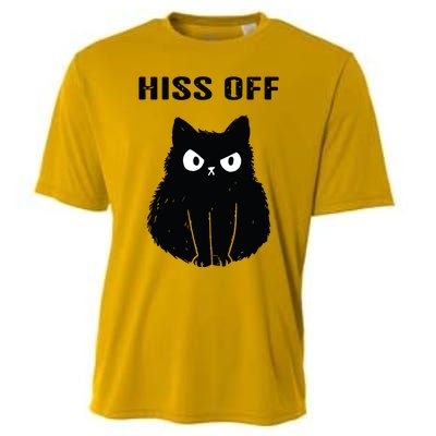 Funny Black Cat Hiss Off Meow Cat Cooling Performance Crew T-Shirt