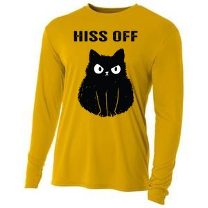 Funny Black Cat Hiss Off Meow Cat Cooling Performance Long Sleeve Crew