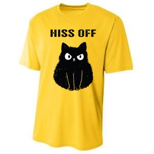 Funny Black Cat Hiss Off Meow Cat Performance Sprint T-Shirt