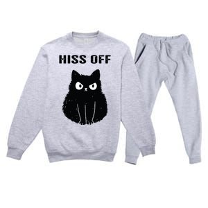 Funny Black Cat Hiss Off Meow Cat Premium Crewneck Sweatsuit Set