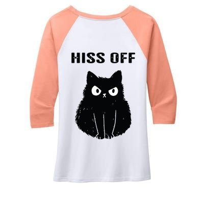 Funny Black Cat Hiss Off Meow Cat Women's Tri-Blend 3/4-Sleeve Raglan Shirt