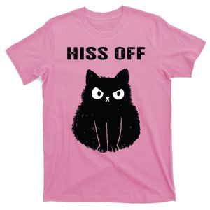 Funny Black Cat Hiss Off Meow Cat T-Shirt