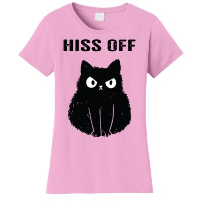 Funny Black Cat Hiss Off Meow Cat Women's T-Shirt