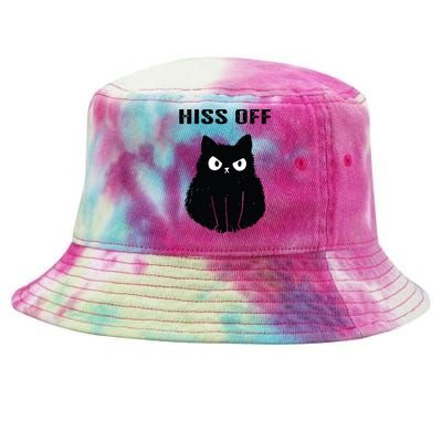 Funny Black Cat Hiss Off Meow Cat Tie-Dyed Bucket Hat