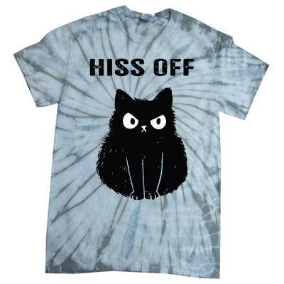 Funny Black Cat Hiss Off Meow Cat Tie-Dye T-Shirt