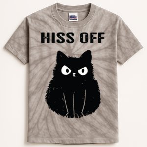 Funny Black Cat Hiss Off Meow Cat Kids Tie-Dye T-Shirt