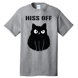 Funny Black Cat Hiss Off Meow Cat Tall T-Shirt