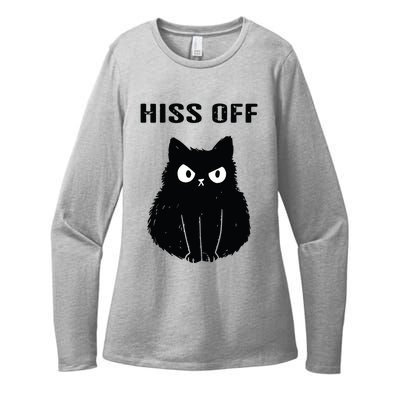 Funny Black Cat Hiss Off Meow Cat Womens CVC Long Sleeve Shirt