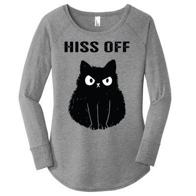 Funny Black Cat Hiss Off Meow Cat Women's Perfect Tri Tunic Long Sleeve Shirt