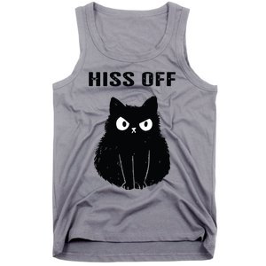 Funny Black Cat Hiss Off Meow Cat Tank Top