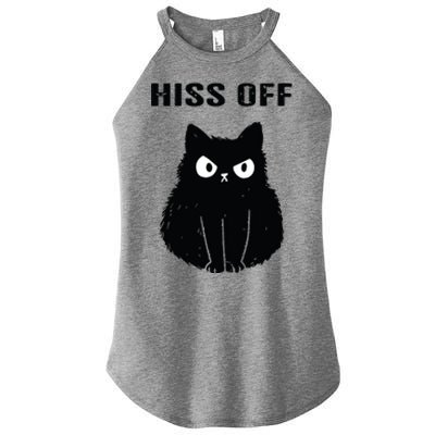 Funny Black Cat Hiss Off Meow Cat Women's Perfect Tri Rocker Tank