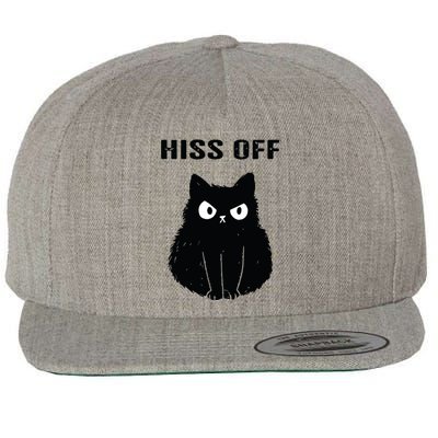 Funny Black Cat Hiss Off Meow Cat Wool Snapback Cap