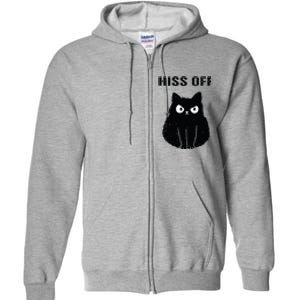 Funny Black Cat Hiss Off Meow Cat Full Zip Hoodie