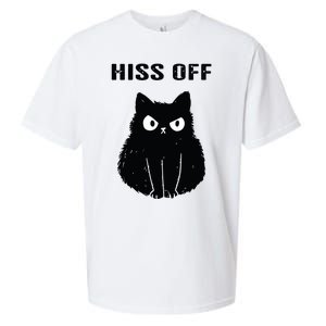 Funny Black Cat Hiss Off Meow Cat Sueded Cloud Jersey T-Shirt