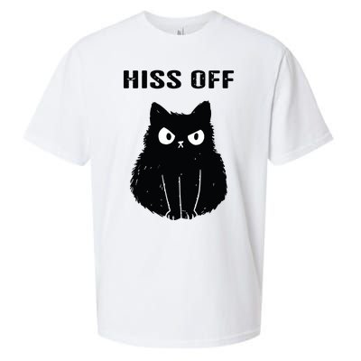 Funny Black Cat Hiss Off Meow Cat Sueded Cloud Jersey T-Shirt