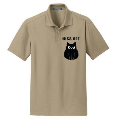 Funny Black Cat Hiss Off Meow Cat Dry Zone Grid Polo