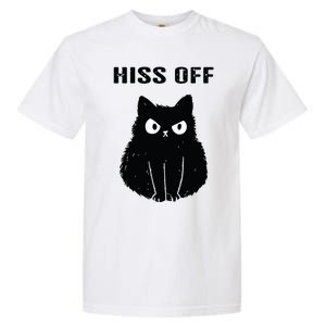 Funny Black Cat Hiss Off Meow Cat Garment-Dyed Heavyweight T-Shirt