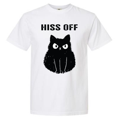 Funny Black Cat Hiss Off Meow Cat Garment-Dyed Heavyweight T-Shirt