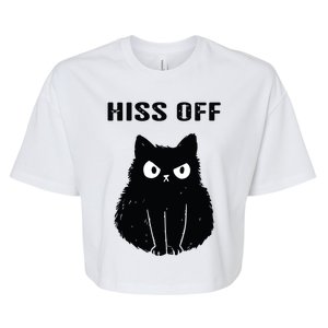 Funny Black Cat Hiss Off Meow Cat Bella+Canvas Jersey Crop Tee