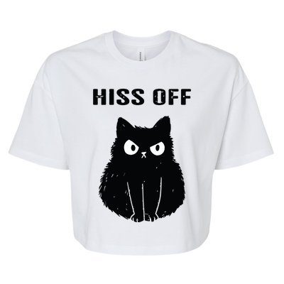 Funny Black Cat Hiss Off Meow Cat Bella+Canvas Jersey Crop Tee