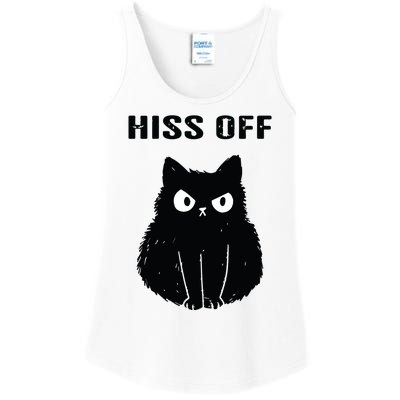 Funny Black Cat Hiss Off Meow Cat Ladies Essential Tank