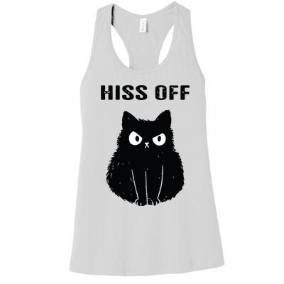 Funny Black Cat Hiss Off Meow Cat Women's Racerback Tank