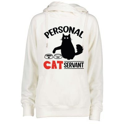 Funny Black Cat Personal Cat Servant Womens Funnel Neck Pullover Hood