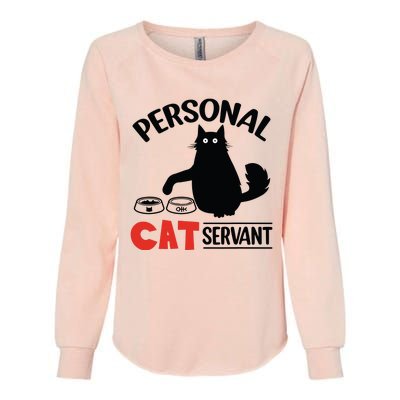 Funny Black Cat Personal Cat Servant Womens California Wash Sweatshirt