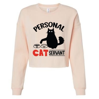 Funny Black Cat Personal Cat Servant Cropped Pullover Crew