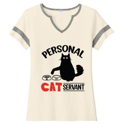 Funny Black Cat Personal Cat Servant Ladies Halftime Notch Neck Tee