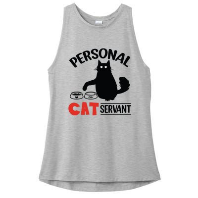 Funny Black Cat Personal Cat Servant Ladies PosiCharge Tri-Blend Wicking Tank