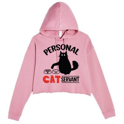 Funny Black Cat Personal Cat Servant Crop Fleece Hoodie