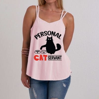 Funny Black Cat Personal Cat Servant Women's Strappy Tank