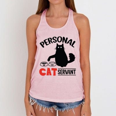 Funny Black Cat Personal Cat Servant Women's Knotted Racerback Tank