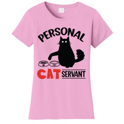 Funny Black Cat Personal Cat Servant Women's T-Shirt