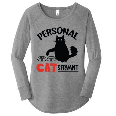 Funny Black Cat Personal Cat Servant Women's Perfect Tri Tunic Long Sleeve Shirt