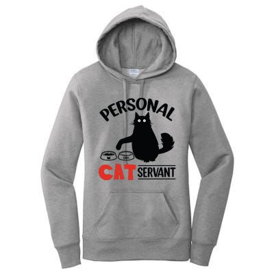 Funny Black Cat Personal Cat Servant Women's Pullover Hoodie