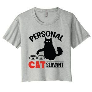 Funny Black Cat Personal Cat Servant Women's Crop Top Tee