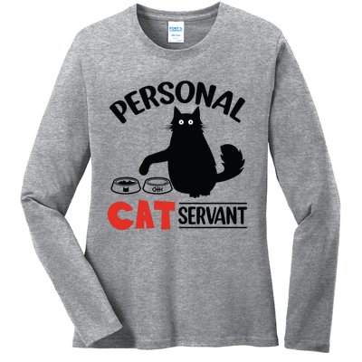 Funny Black Cat Personal Cat Servant Ladies Long Sleeve Shirt