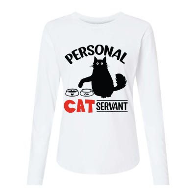 Funny Black Cat Personal Cat Servant Womens Cotton Relaxed Long Sleeve T-Shirt