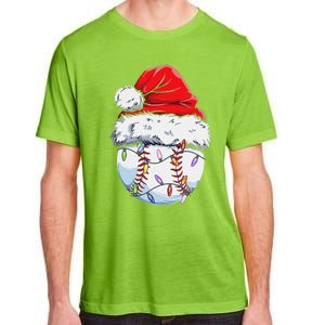 Funny Baseball Christmas Santa Hat Funny Baseball Xmas Holiday Adult ChromaSoft Performance T-Shirt