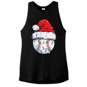 Funny Baseball Christmas Santa Hat Funny Baseball Xmas Holiday Ladies PosiCharge Tri-Blend Wicking Tank