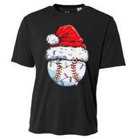 Funny Baseball Christmas Santa Hat Funny Baseball Xmas Holiday Cooling Performance Crew T-Shirt