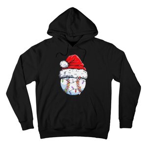 Funny Baseball Christmas Santa Hat Funny Baseball Xmas Holiday Hoodie