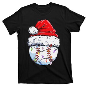 Funny Baseball Christmas Santa Hat Funny Baseball Xmas Holiday T-Shirt