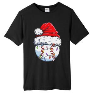 Funny Baseball Christmas Santa Hat Funny Baseball Xmas Holiday Tall Fusion ChromaSoft Performance T-Shirt