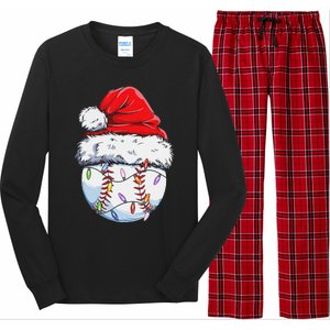 Funny Baseball Christmas Santa Hat Funny Baseball Xmas Holiday Long Sleeve Pajama Set