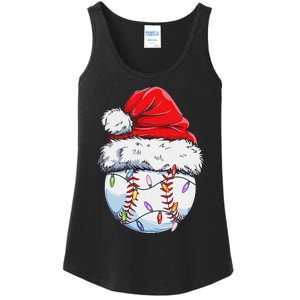 Funny Baseball Christmas Santa Hat Funny Baseball Xmas Holiday Ladies Essential Tank