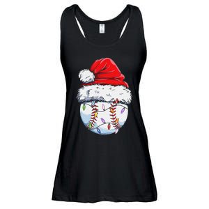 Funny Baseball Christmas Santa Hat Funny Baseball Xmas Holiday Ladies Essential Flowy Tank