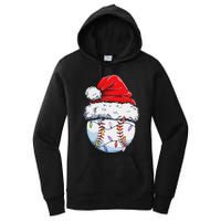 Funny Baseball Christmas Santa Hat Funny Baseball Xmas Holiday Women's Pullover Hoodie